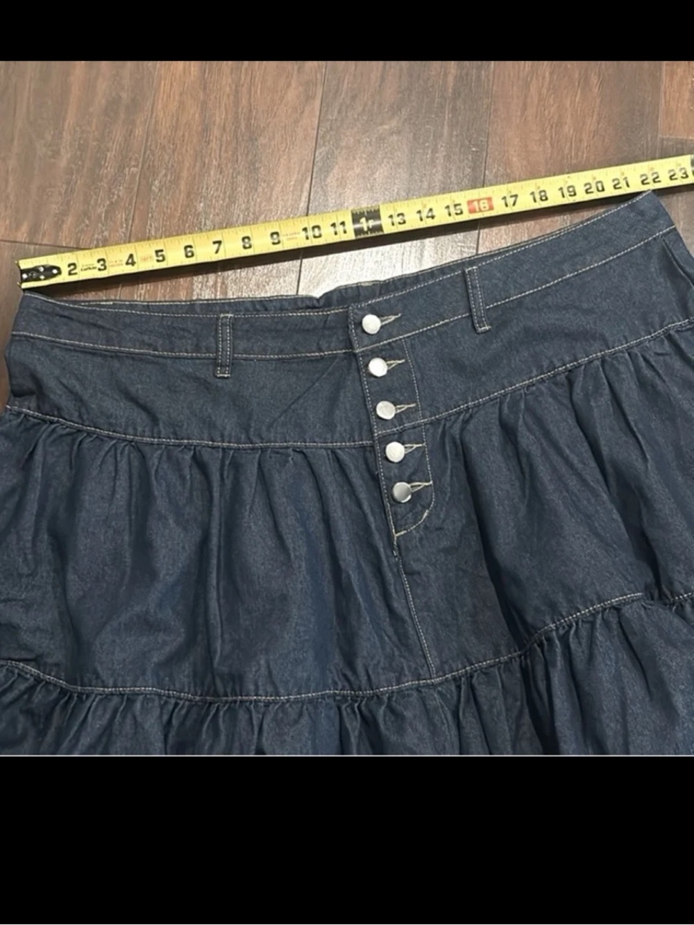 Womens Shein Curve Denim Mini Pleated Flare Skirt - Picture 6 of 10